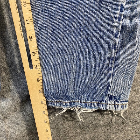Free People Jeans 24 Blue Acid Denim Dakota Straight Leg High Rise Distressed - Picture 9 of 15